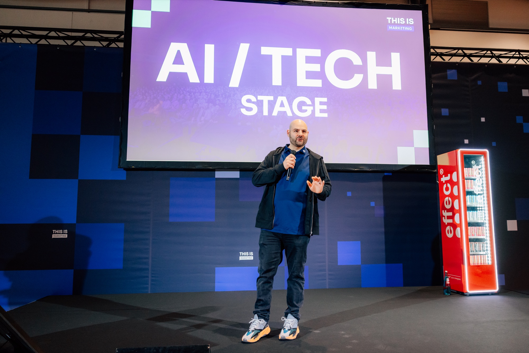 Timon Hartung speaking on the AI/Tech stage